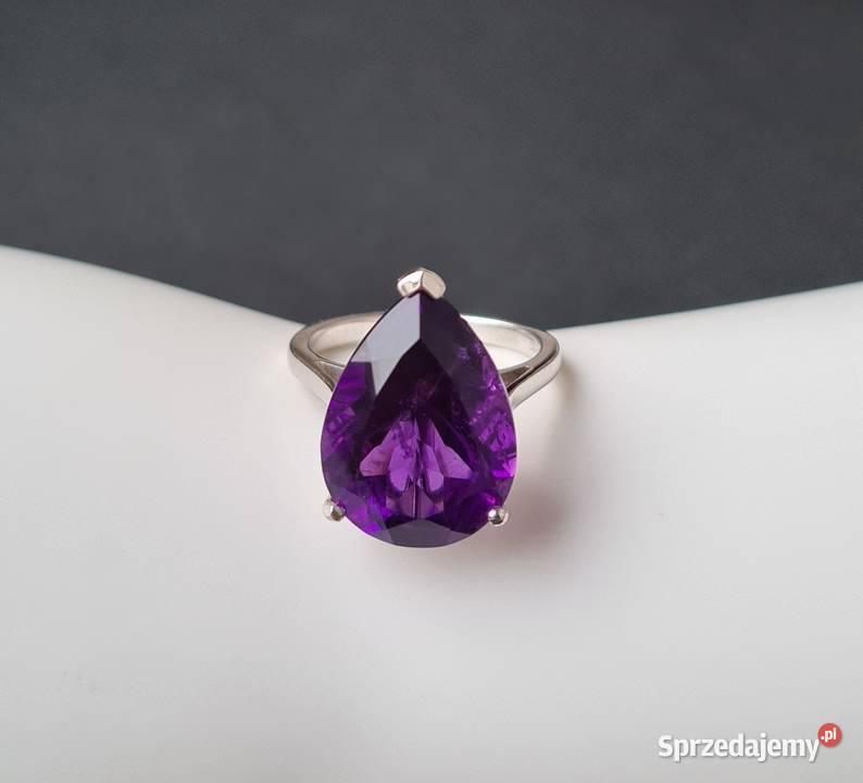 Pierścionek srebro 925 rodowane ametyst mazowieckie Otwock