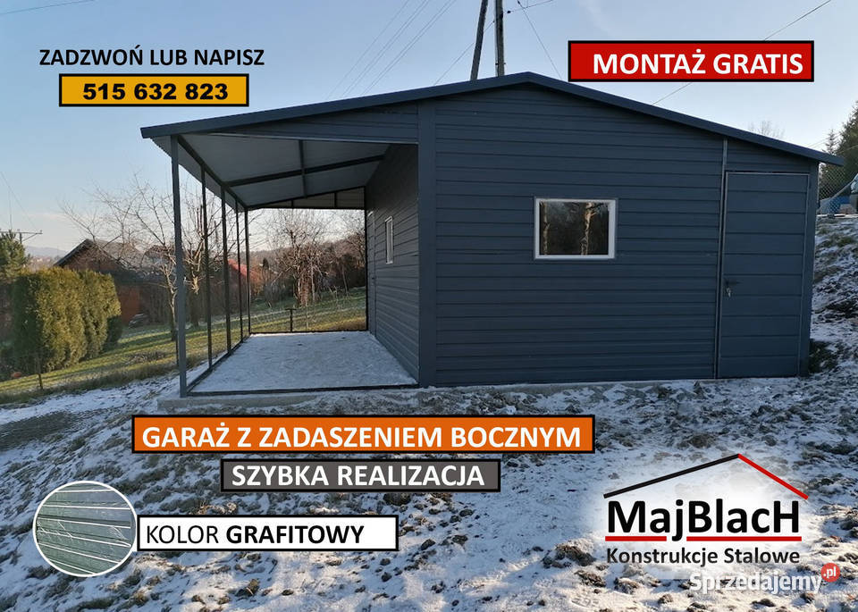 Garaż Blaszany GRAFITOWYzadaszenie Magazyn 30m2 śląskie