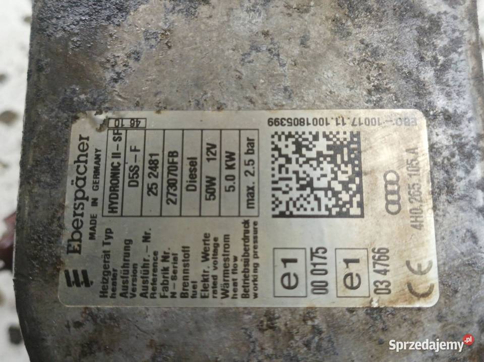 OGRZEWANIE POSTOJOWE 4H0265105A Audi A8 III 2010 osobowe