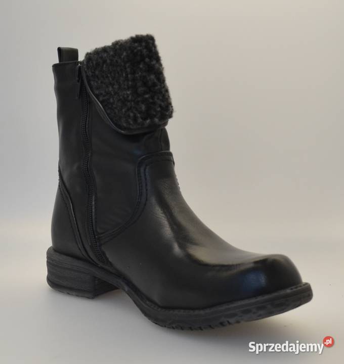 Czarne ocieplane damskie botki rozmiar 38 TB8103