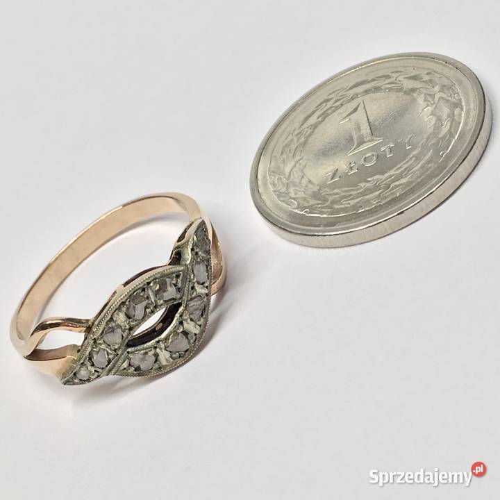 Złoty PIERŚCIONEK 585 14K BIAŁE i RÓŻOWE złoto mazowieckie Warszawa