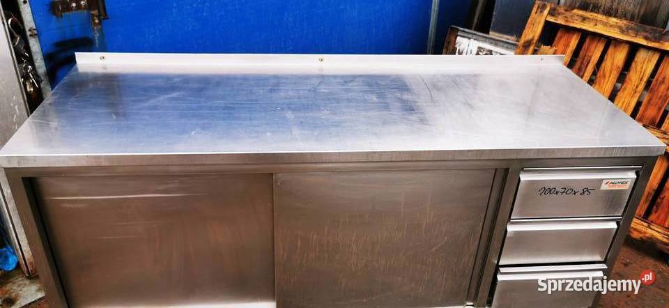Stół roboczy drzwi suwane szuflady 200x70x85 Gastronomia wielkopolskie sprzedam