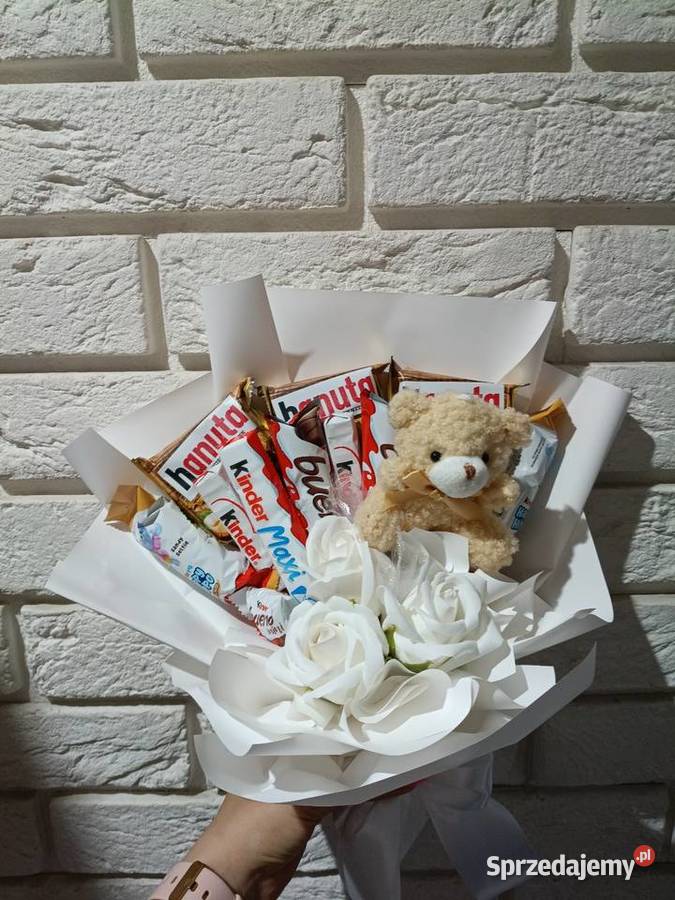 Słodki box Bukiet kinder z misiem Prezent na Konin