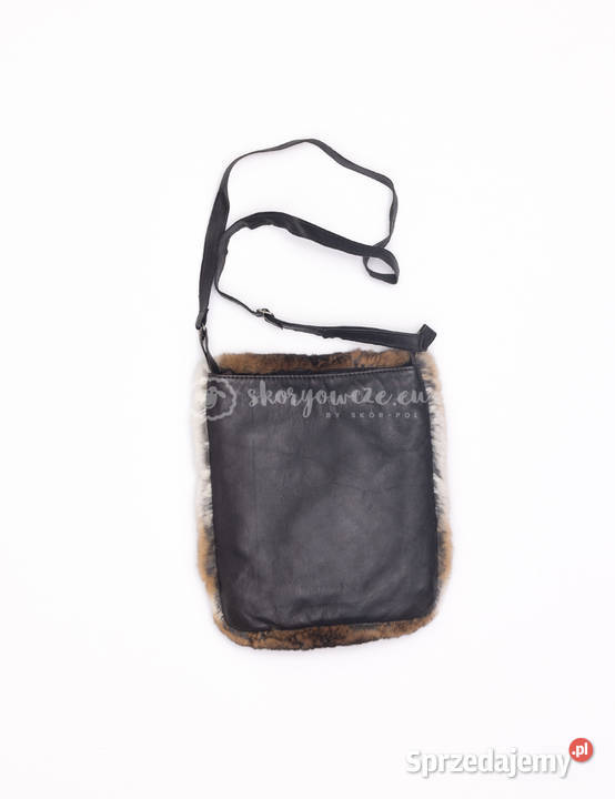 Skórzana torebka listonoszka naturalne futro z Szaflary