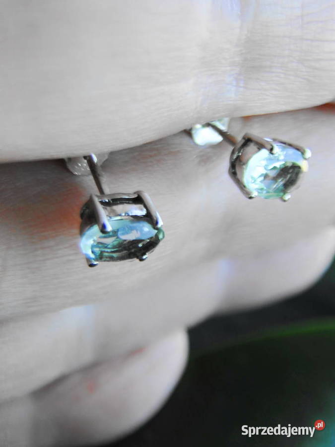 Kolczyki srebro 925 i seledynowe cyrkonie Warszawa