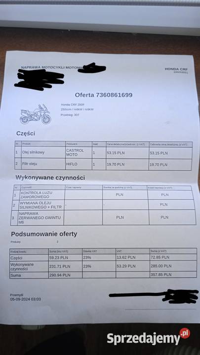 Sprzedam Honda crf 250 Aksmanice