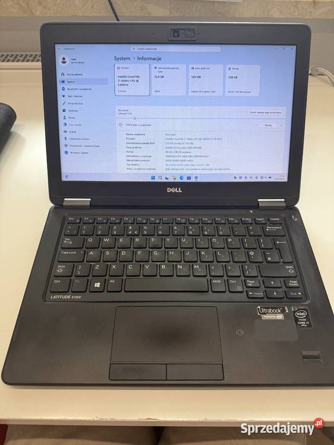 Laptop DELL LATITUDE E7250 i7 WIN 11 256 GB 12 Intel Core i5 Warszawa