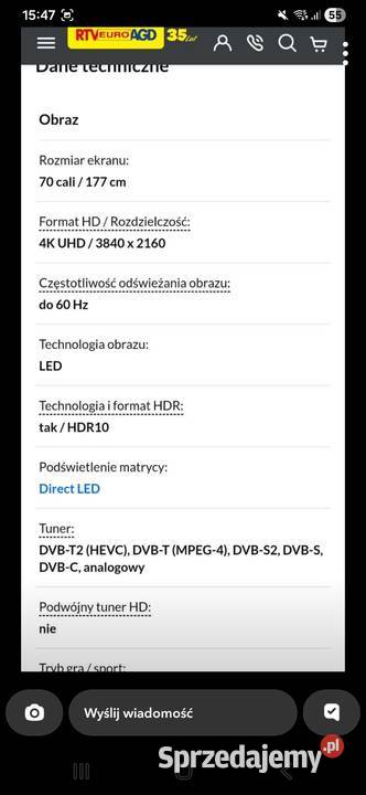 Sprzedam telewizor Chojnice