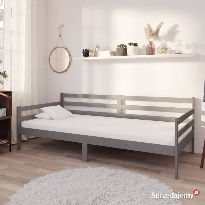 Łóżko dzienne z materacem szare drewno sosnowe 204cm mazowieckie