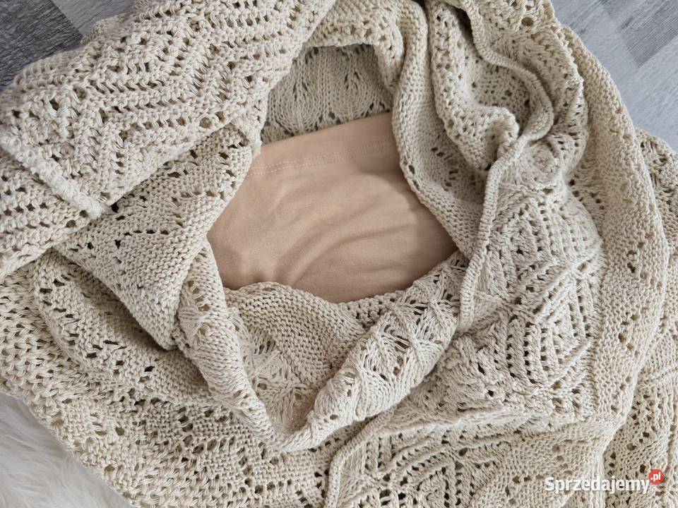 Sukienka szydełkowa boho maxi beżowa brązowy/beżowy Rybnik
