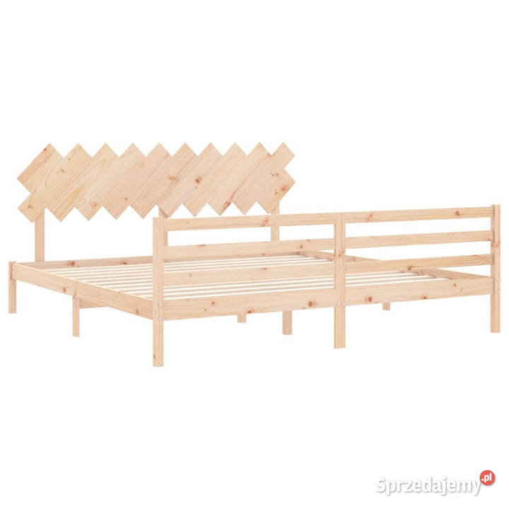 Rama łóżka z wezgłowiem lite drewno 200x200 205cm Warszawa