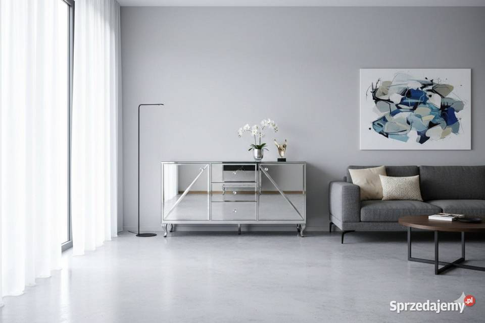 Komoda lustrzana lustra glamour nogi chrom Kępno
