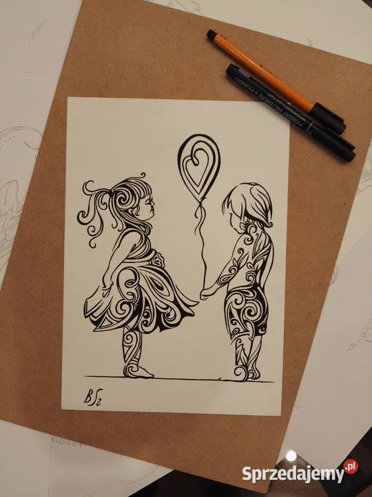Rysunek pierwsza miłość cienkopis A4 200gm2 Warszawa