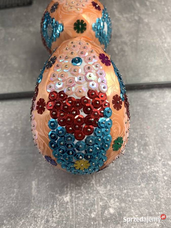 Jajo z cekinów i wstążki własnoręczne handmade Jasło