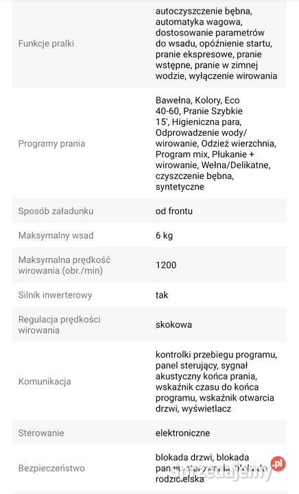Półroczna pralka Samsung Slim na gwarancji wolnostojące Klucze