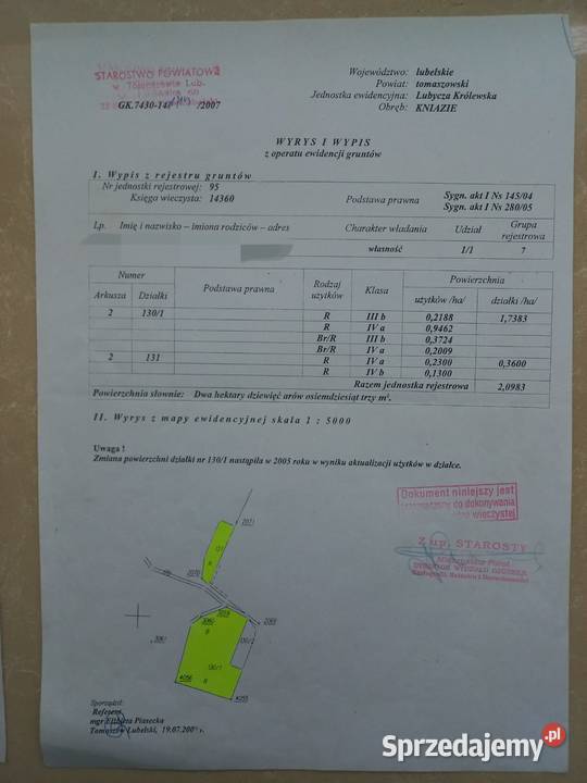 Sprzedam 5 ha lasu i działkę budowlaną Hrebenne
