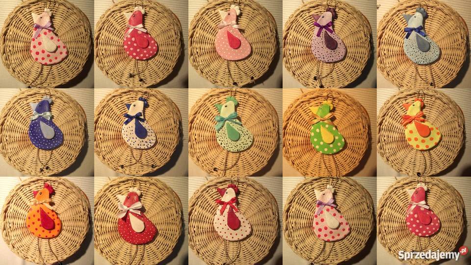 Kolorowe kurki na Wielkanoc rękodzieło Katowice