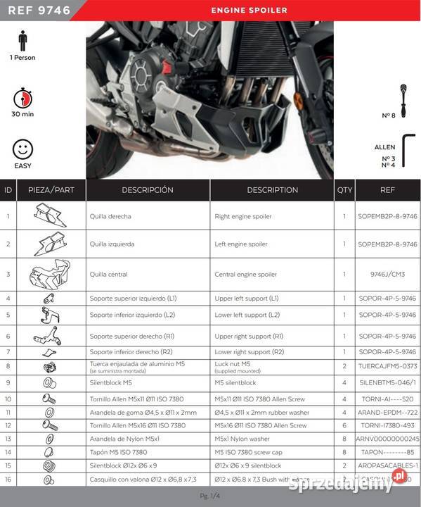 Honda CB1000R pług spoiler silnika osłona Żyrardów