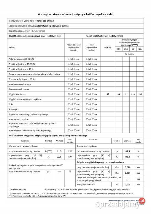 Kocioł Tilgner ECO 5 klasa ekogroszek 12 kW Golub-Dobrzyń