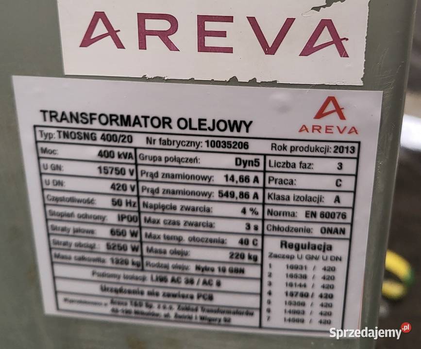 sprzedam transformator miedziany 400 kVA 1504 Kalisz