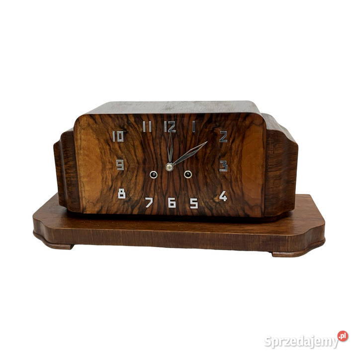 Zegar kominkowy Art Deco fornir orzechowy Warszawa