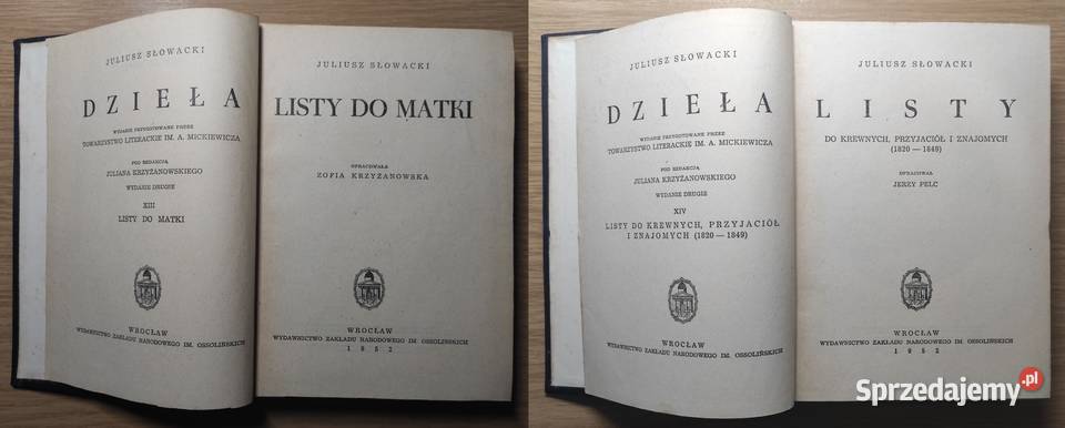 Juliusz Słowacki Dzieła 14 tomów komplet 1952 r poezja Warszawa