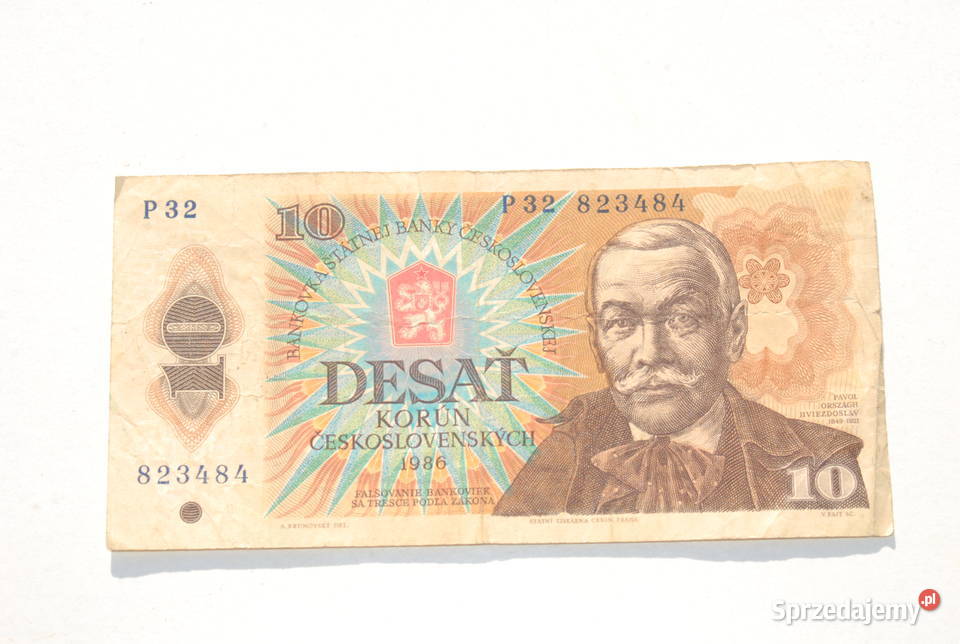 Stary banknot 10 koron Czechosłowacja 1986 antyk Numizmatyka Cieszyn