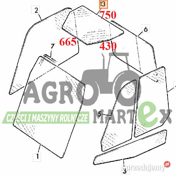82730432 82730432 SZYBA PRZEDNIA DACHOWA JCB Wichrów