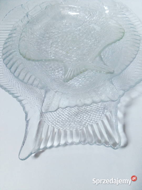 trzy szklane półmiski w kształcie ryby vintage sprzedam