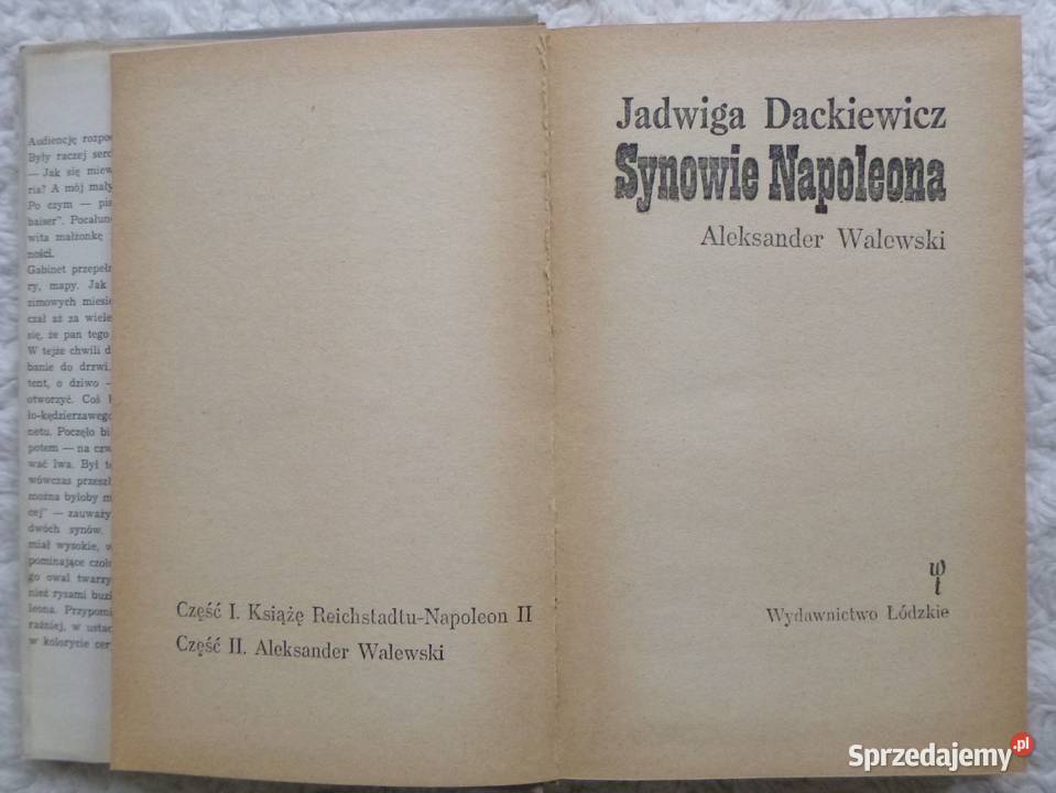 Synowie Napoleona Aleksander Walewski Jadwiga twarda z obwolutą Proza i poezja