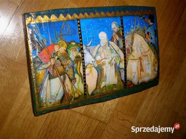 Pokłon Trzech Króli obrazek na desce decoupage Łódź