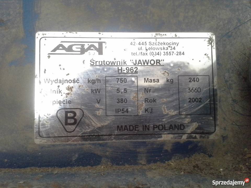 Śrutownik walcowy JAWOR H962 Gniotownik Zawada