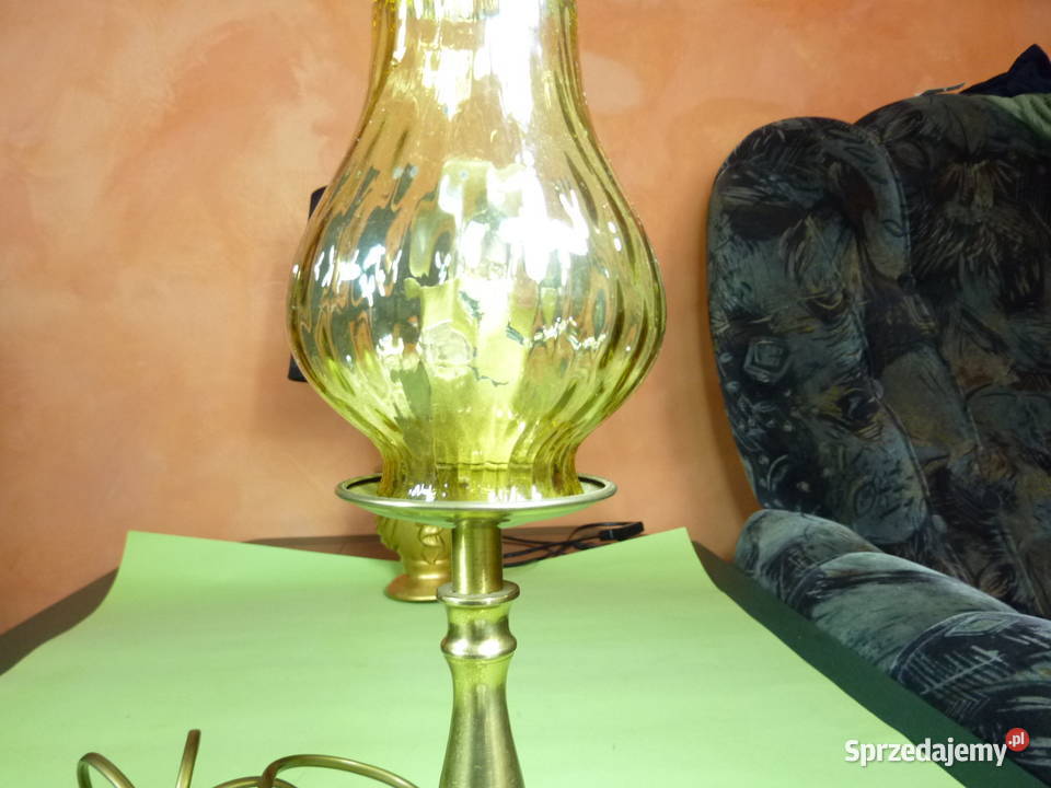 Stara Lampka gabinetowa mosiężna miodowa Opole