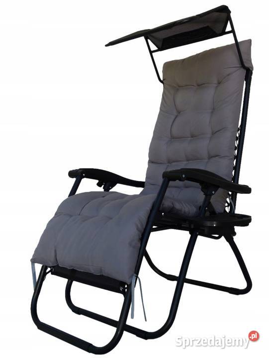 Leżak ogrodowy Fotel plażowy szary z poduszką i