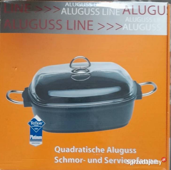 Kwadratowa patelnia Aluguss Line 28 z pokrywką Oborniki