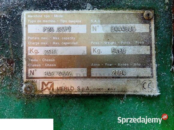 ŁADOWARKA TELESKOPOWA Merlo p266 spt CZĘŚCI Atak Jastrzębniki