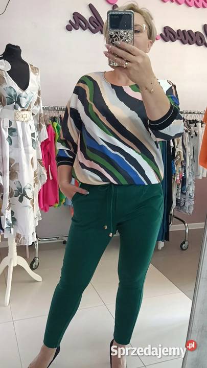 Bluzka NOVUM 42 zielone paski biust 108 sprzedam