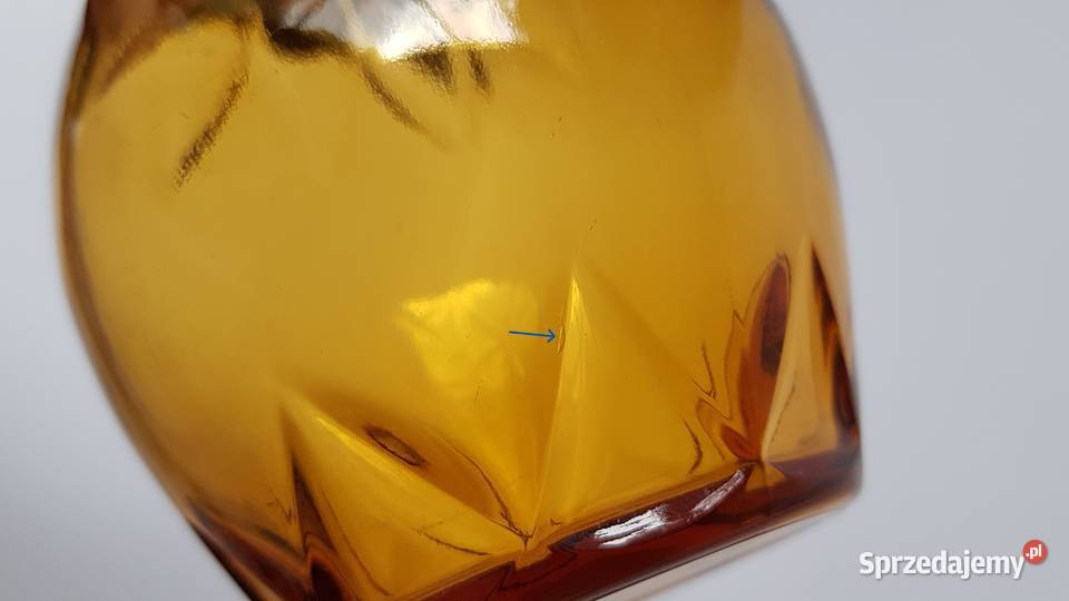 Stara szklana karafka kolorowe szkło śląskie Dąbrowa Górnicza