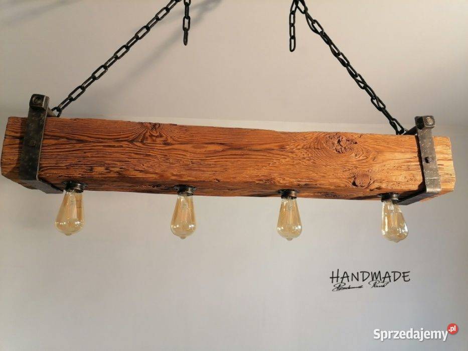 Drewniana lampa żyrandol RETROLoft 120lat stara Bytów sprzedam