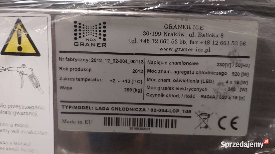 Witryna cukiernicza Graner ICE 02004LCP  Wrocław