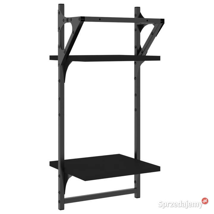2poziomowe półki z drążkami 2 czarne 30x25x65