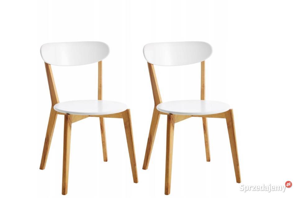 2x Krzesło drewniane do jadalni skandynawskie białe JEGIND