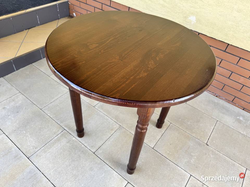 Stół okrągły drewniany nie rozkładany brązowy Garwolin