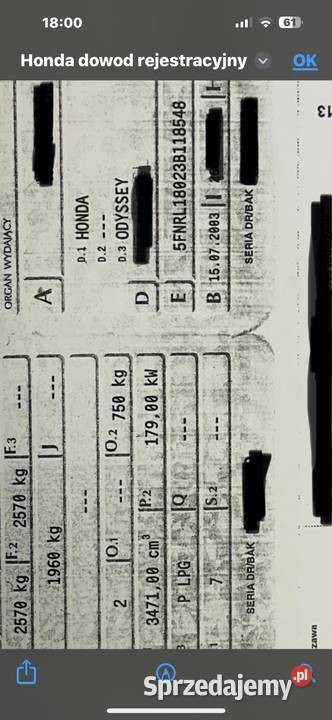 Klocki hamulcowe Honda Odyssey 2003 r Ceramiczne Warszawa