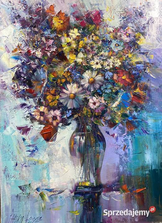 Pitsko Giennadij Polne kwiaty 70x50 obraz olejny pomorskie Rumia