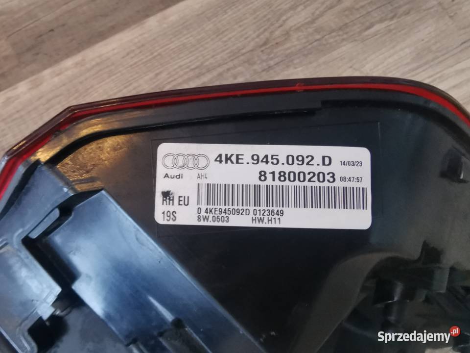AUDI 4KE ETRON LAMPA PRAWY TYŁ 4KE945092D Pielgrzymka sprzedam