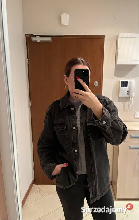 Kurtka jeansowa HM oversize czarna 36 Rozmiar 36(S) Warszawa