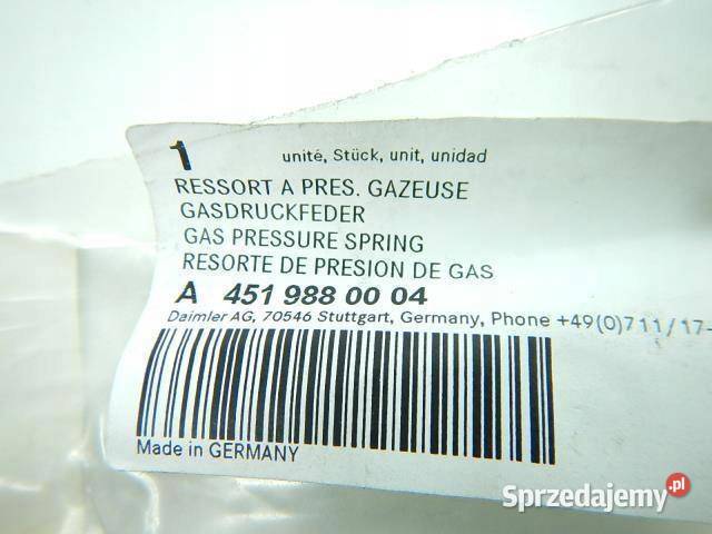 SIŁOWNIK TELESKOP KLAPY SMART FORTWO ORYGINAŁ