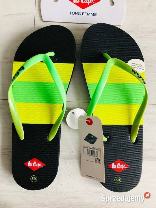 NOWE LEE COOPER japonki klapki damskie zielone