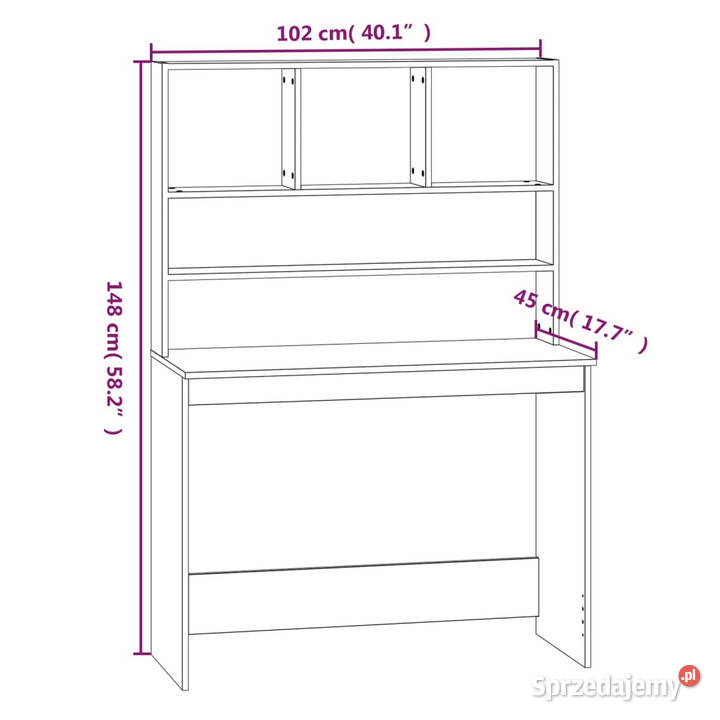 Biurko z półkami białe 102x45x148 materiał Warszawa
